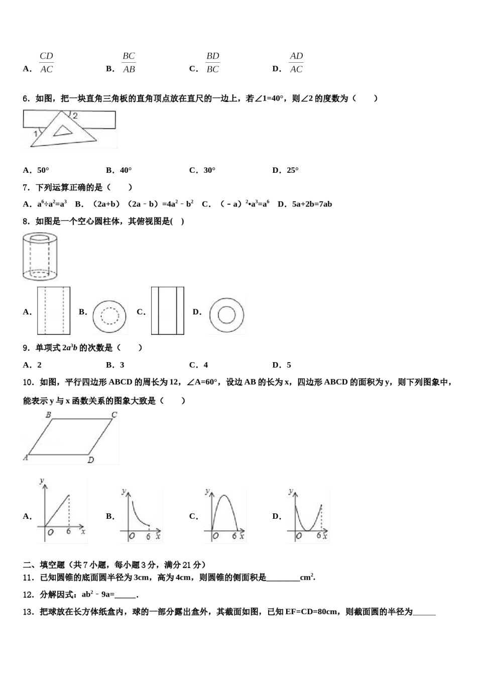 2023-2024学年张家港市达标名校中考猜题数学试卷含解析.doc_第2页