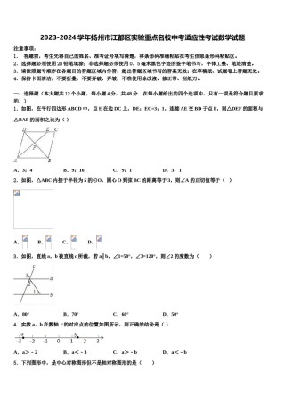 2023-2024学年扬州市江都区实验重点名校中考适应性考试数学试题含解析.doc