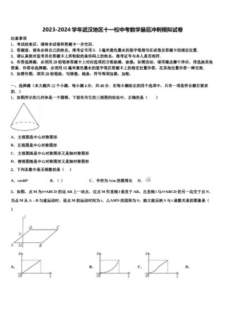 2023-2024学年武汉地区十一校中考数学最后冲刺模拟试卷含解析.doc