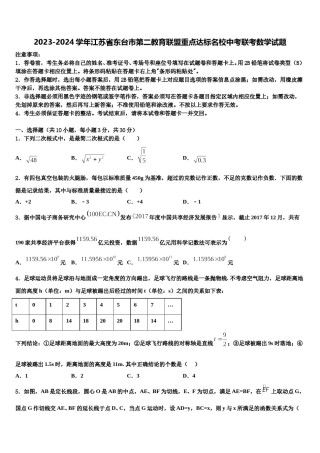 2023-2024学年江苏省东台市第二教育联盟重点达标名校中考联考数学试题含解析.doc