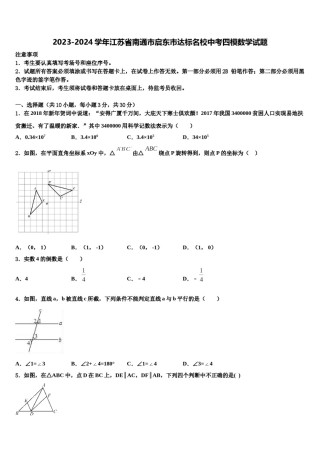 2023-2024学年江苏省南通市启东市达标名校中考四模数学试题含解析.doc