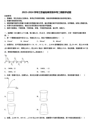 2023-2024学年江苏省如皋实验中考二模数学试题含解析.doc