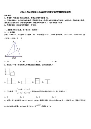 2023-2024学年江苏省徐州市睢宁县中考数学模试卷含解析.doc