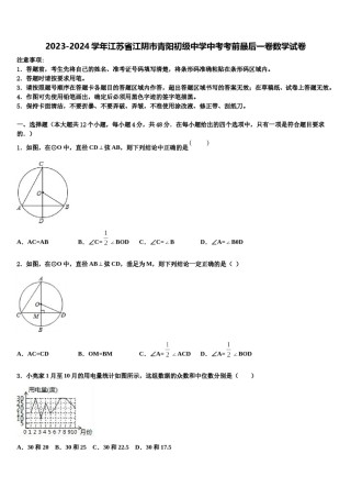 2023-2024学年江苏省江阴市青阳初级中学中考考前最后一卷数学试卷含解析.doc