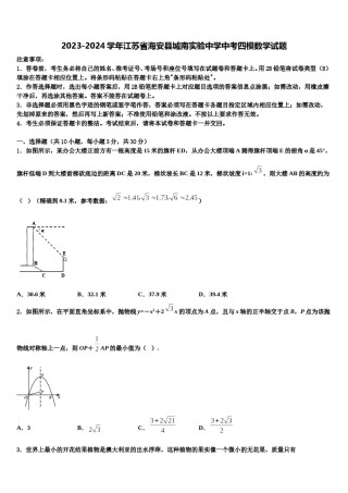 2023-2024学年江苏省海安县城南实验中学中考四模数学试题含解析.doc