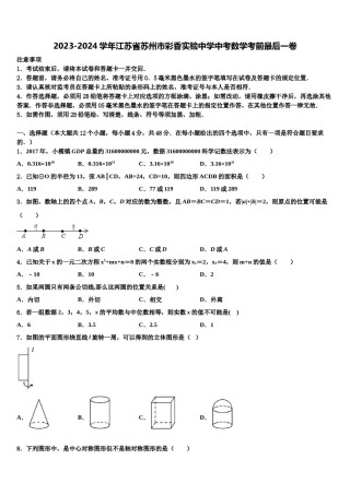 2023-2024学年江苏省苏州市彩香实验中学中考数学考前最后一卷含解析.doc