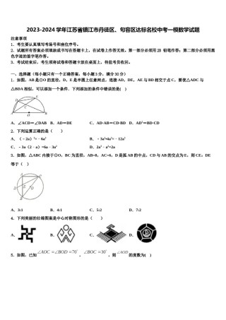 2023-2024学年江苏省镇江市丹徒区、句容区达标名校中考一模数学试题含解析.doc