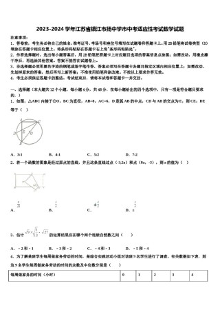 2023-2024学年江苏省镇江市扬中学市中考适应性考试数学试题含解析.doc