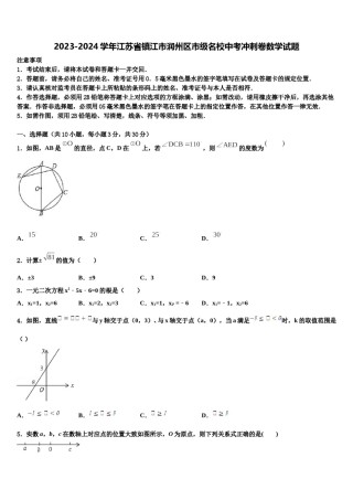 2023-2024学年江苏省镇江市润州区市级名校中考冲刺卷数学试题含解析.doc