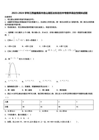2023-2024学年江西省南昌市青山湖区达标名校中考数学适应性模拟试题含解析.doc
