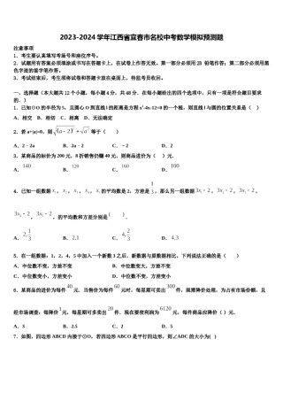 2023-2024学年江西省宜春市名校中考数学模拟预测题含解析.doc