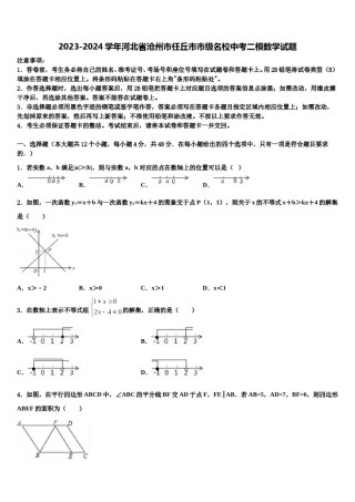 2023-2024学年河北省沧州市任丘市市级名校中考二模数学试题含解析.doc