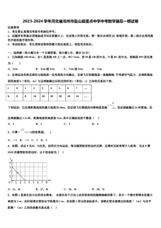 2023-2024学年河北省沧州市盐山县重点中学中考数学最后一模试卷含解析.doc