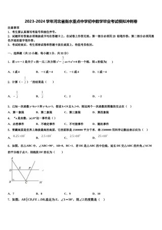 2023-2024学年河北省衡水重点中学初中数学毕业考试模拟冲刺卷含解析.doc