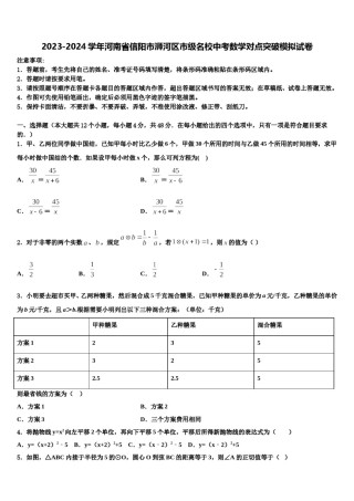 2023-2024学年河南省信阳市浉河区市级名校中考数学对点突破模拟试卷含解析.doc