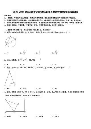 2023-2024学年河南省安阳市龙安区重点中学中考数学模拟精编试卷含解析.doc