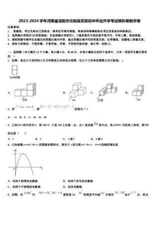 2023-2024学年河南省洛阳市汝阳县实验初中毕业升学考试模拟卷数学卷含解析.doc
