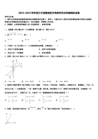 2023-2024学年浙江宁波镇海区中考数学对点突破模拟试卷含解析.doc