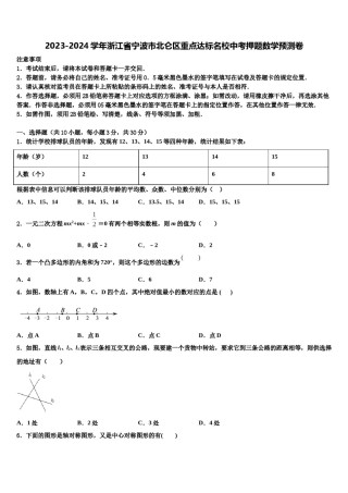 2023-2024学年浙江省宁波市北仑区重点达标名校中考押题数学预测卷含解析.doc