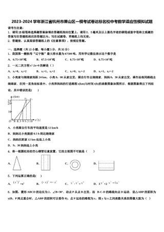 2023-2024学年浙江省杭州市萧山区一模考试卷达标名校中考数学适应性模拟试题含解析.doc