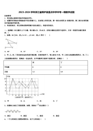 2023-2024学年浙江省桐庐县重点中学中考一模数学试题含解析.doc