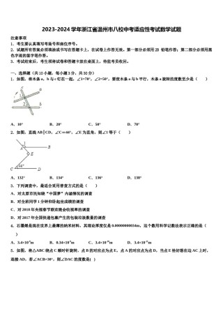 2023-2024学年浙江省温州市八校中考适应性考试数学试题含解析.doc