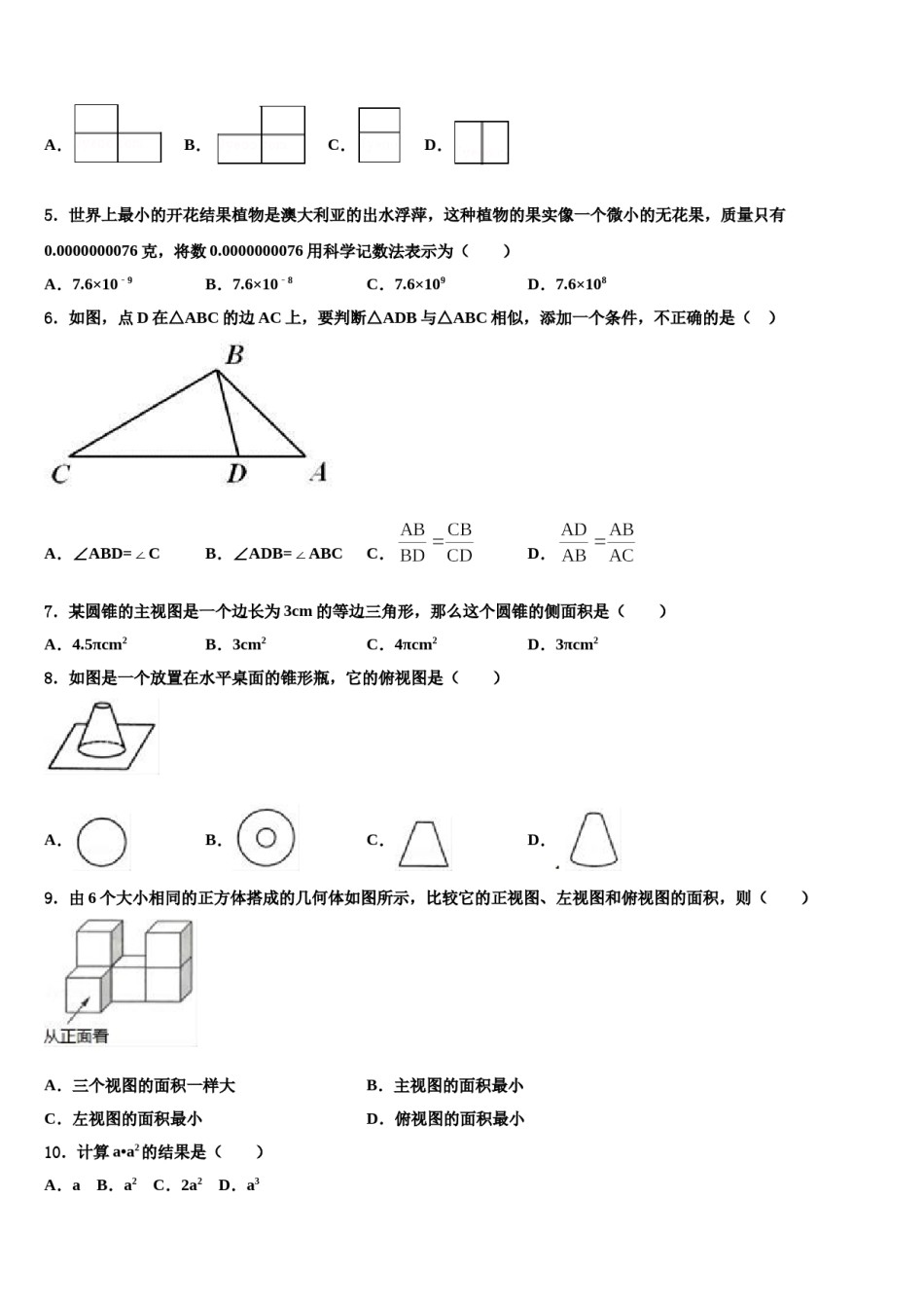 2023-2024学年浙江省温州苍南县联考中考一模数学试题含解析.doc_第2页
