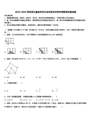 2023-2024学年浙江省金华市义乌市宾王中学中考数学仿真试卷含解析.doc