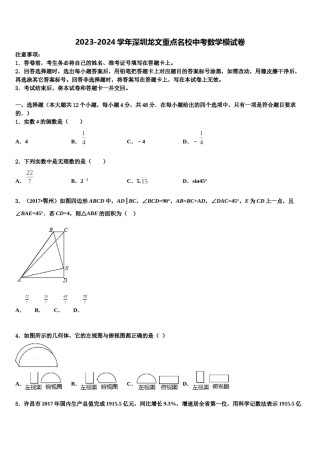 2023-2024学年深圳龙文重点名校中考数学模试卷含解析.doc