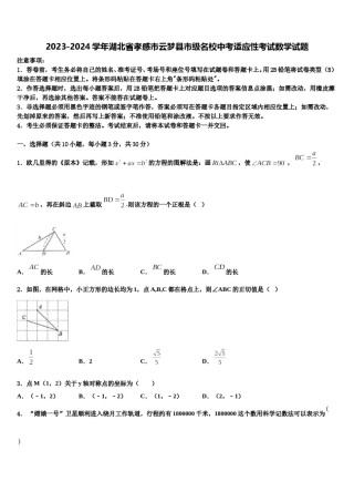 2023-2024学年湖北省孝感市云梦县市级名校中考适应性考试数学试题含解析.doc
