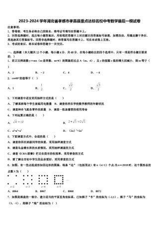 2023-2024学年湖北省孝感市孝昌县重点达标名校中考数学最后一模试卷含解析.doc