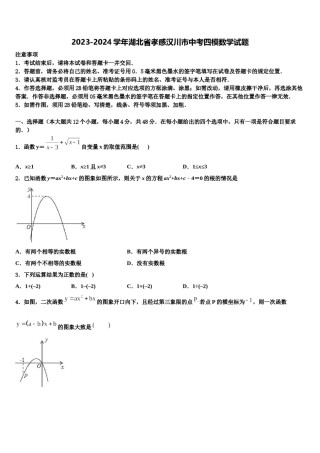 2023-2024学年湖北省孝感汉川市中考四模数学试题含解析.doc