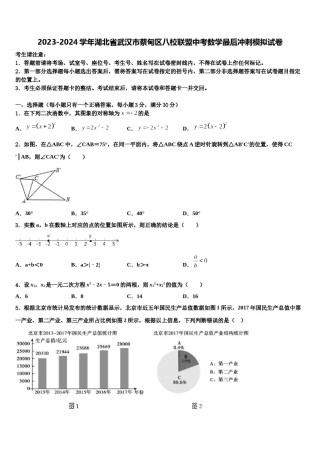 2023-2024学年湖北省武汉市蔡甸区八校联盟中考数学最后冲刺模拟试卷含解析.doc