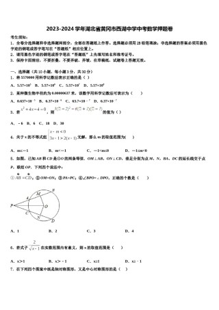 2023-2024学年湖北省黄冈市西湖中学中考数学押题卷含解析.doc