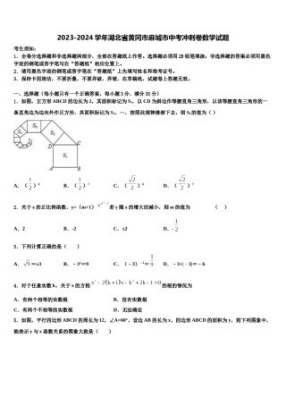2023-2024学年湖北省黄冈市麻城市中考冲刺卷数学试题含解析.doc