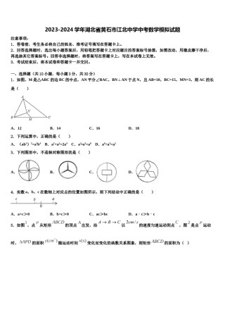 2023-2024学年湖北省黄石市江北中学中考数学模拟试题含解析.doc