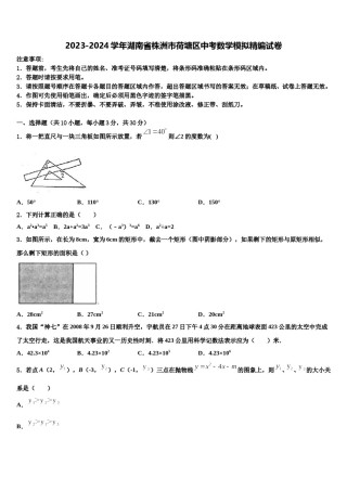 2023-2024学年湖南省株洲市荷塘区中考数学模拟精编试卷含解析.doc