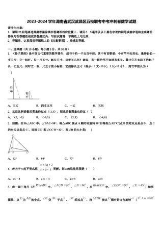2023-2024学年湖南省武汉武昌区五校联考中考冲刺卷数学试题含解析.doc