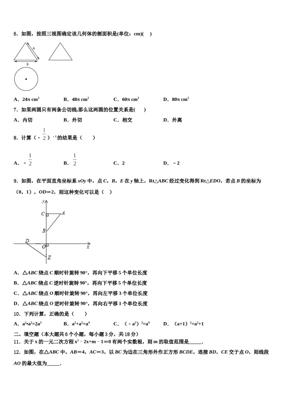 2023-2024学年湖南省邵阳市黄亭市镇中学中考考前最后一卷数学试卷含解析.doc_第2页