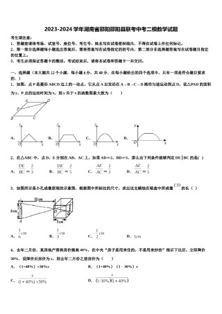 2023-2024学年湖南省邵阳邵阳县联考中考二模数学试题含解析.doc