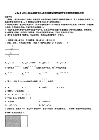 2023-2024学年湖南省长沙市博才实验中学中考试题猜想数学试卷含解析.doc