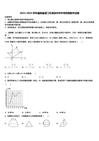 2023-2024学年福建省厦门市湖滨中学中考四模数学试题含解析.doc