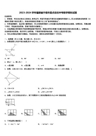 2023-2024学年福建省宁德市重点名校中考数学模拟试题含解析.doc