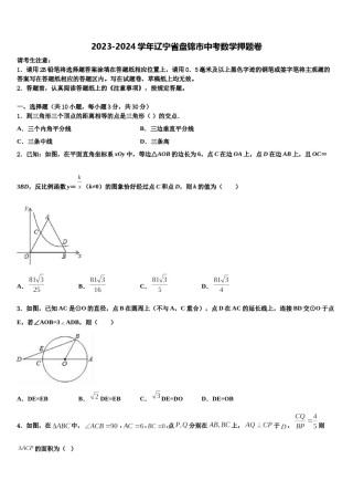 2023-2024学年辽宁省盘锦市中考数学押题卷含解析.doc