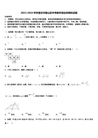 2023-2024学年重庆市璧山区中考数学适应性模拟试题含解析.doc