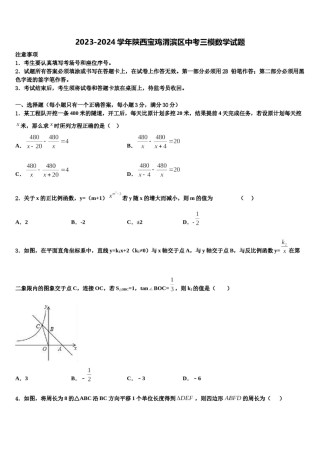 2023-2024学年陕西宝鸡渭滨区中考三模数学试题含解析.doc