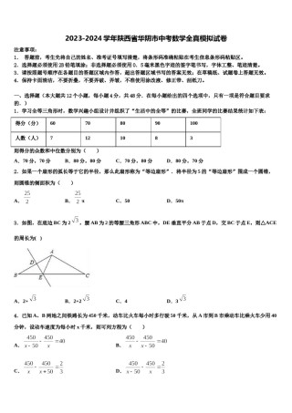 2023-2024学年陕西省华阴市中考数学全真模拟试卷含解析.doc
