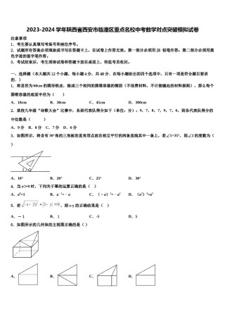 2023-2024学年陕西省西安市临潼区重点名校中考数学对点突破模拟试卷含解析.doc