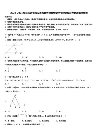 2023-2024学年陕西省西安市西北大附属中学中考数学最后冲刺浓缩精华卷含解析.doc