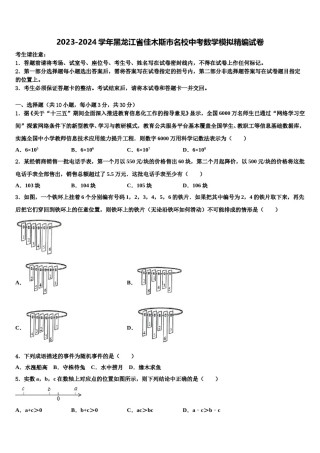 2023-2024学年黑龙江省佳木斯市名校中考数学模拟精编试卷含解析.doc